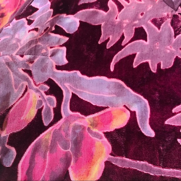 Band of Gypsies Velvet Wine Floral Dress Size XS - Picture 5 of 7